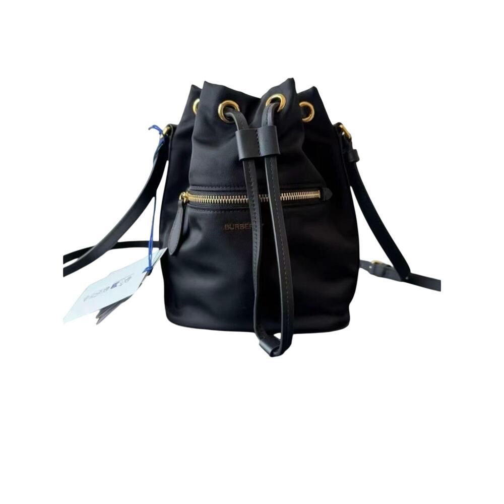 Burberry Black Mini Drawstring Bucket Bag Gold Hardware